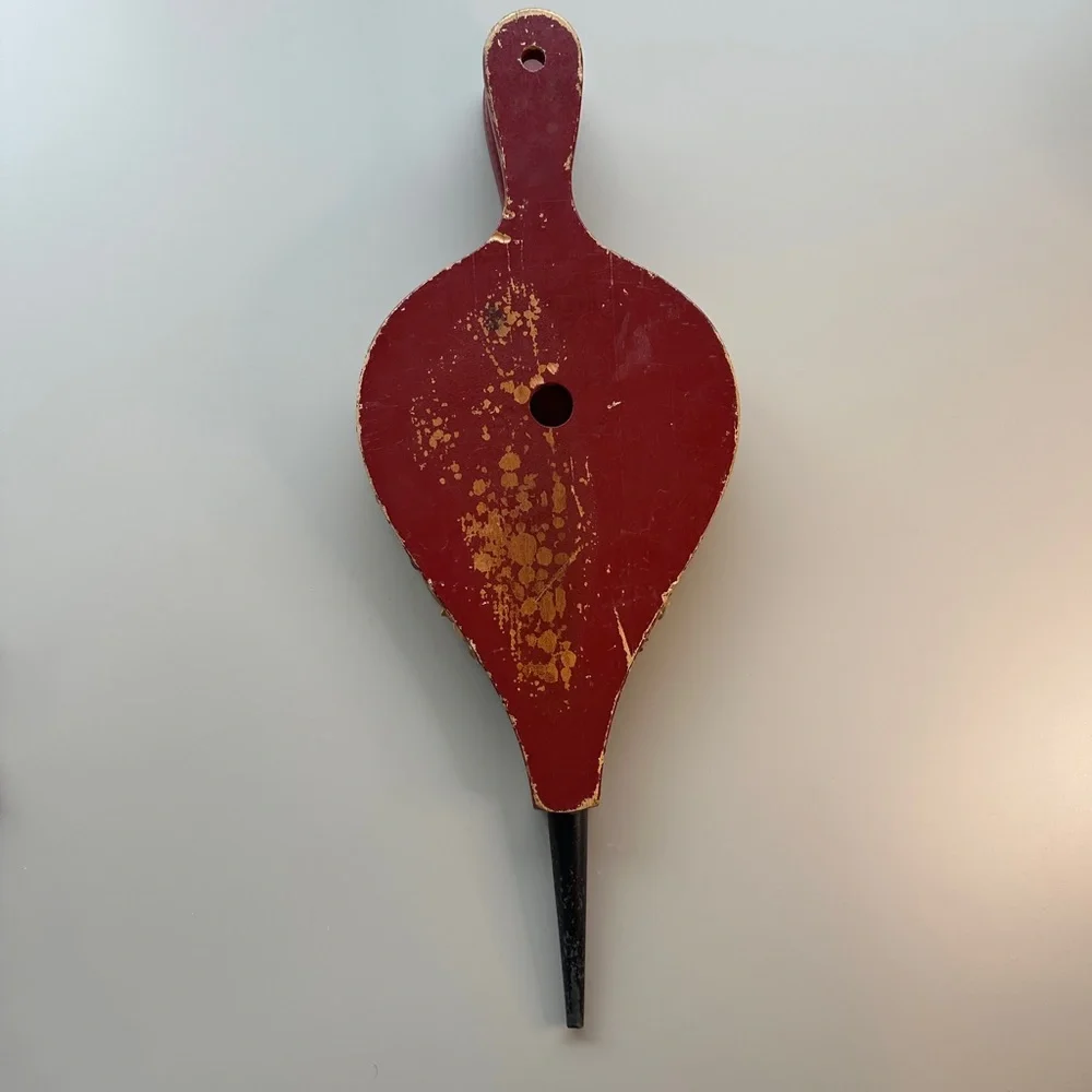 Vintage Scandinavian Original‎ Hand Painted Wood & Leather Fireplace Bellows
